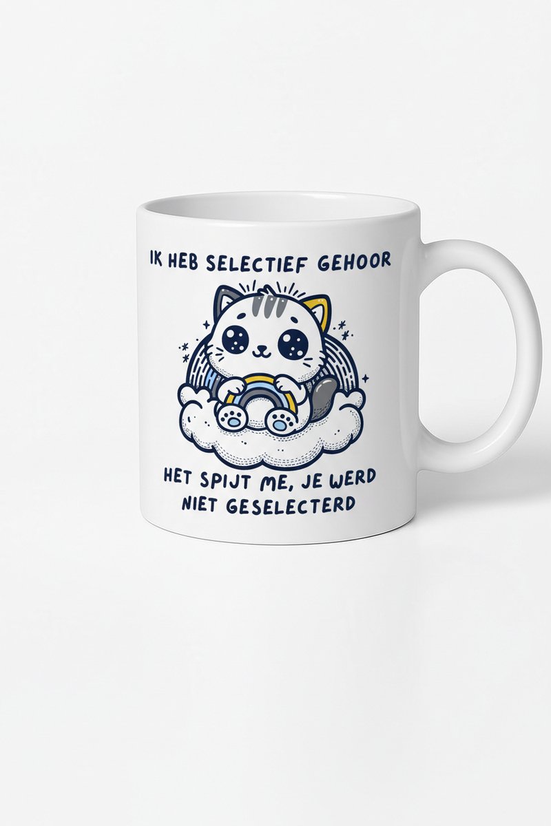 Selectief Gehoor Kat Mok - Originele Koffiemok Cadeau