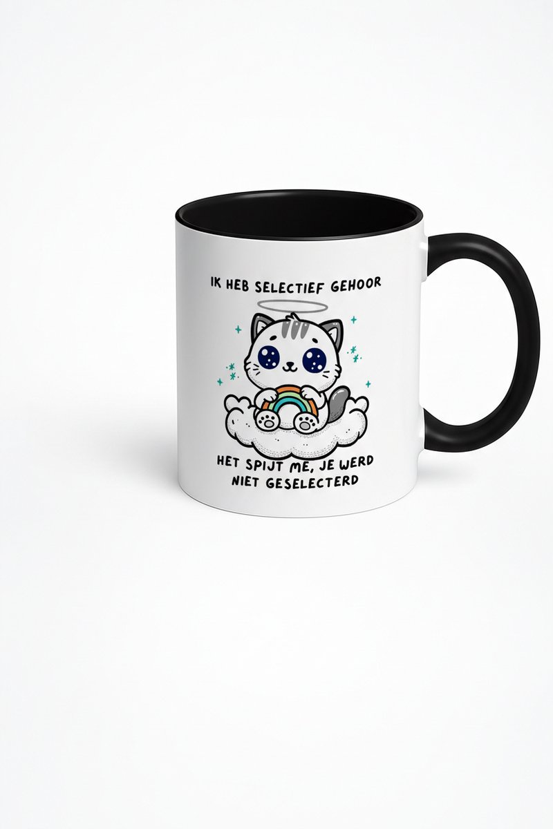 Selectief Gehoor Kat Mok - Grappige Koffiemok voor Kattenliefhebbers
