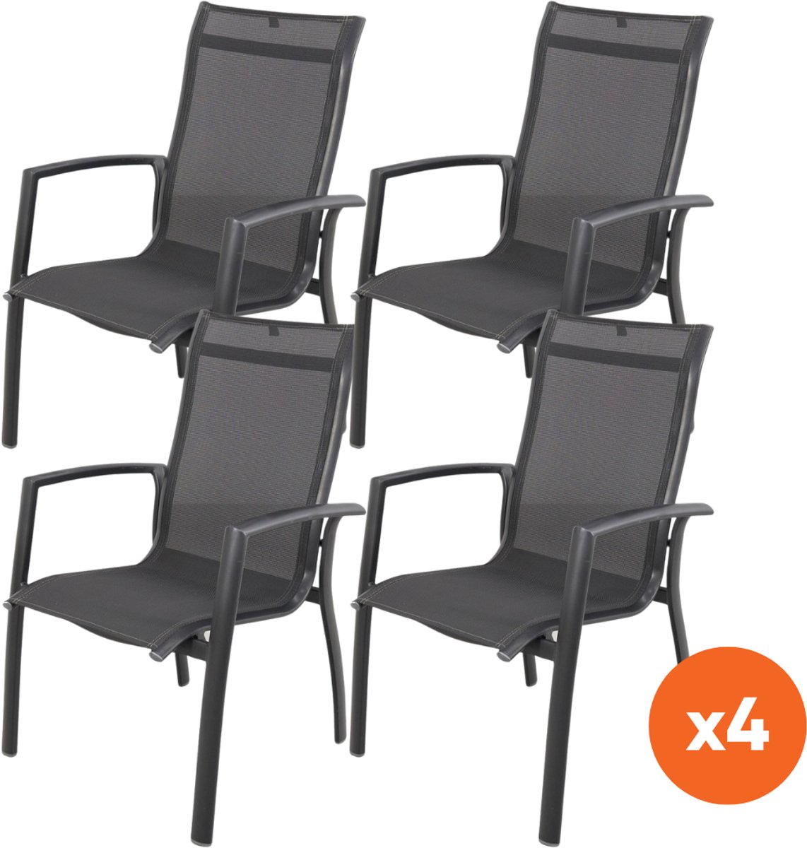 Set van 4 - Kettler Legato Curve aluminium stapelstoel