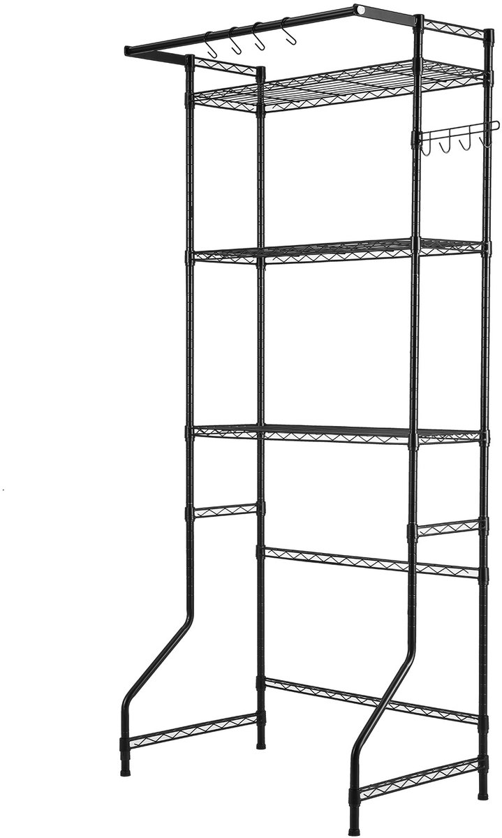 VEVOR Opbergrek boven wasmachine/droger, enkele rij, 3 lagen, zwart