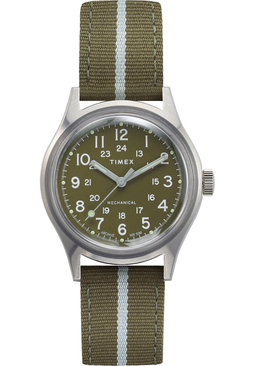 Timex Timex Lab Archive Automatisch Groen Kast: 100% Roestvrij Staal | Armband: 100% Textile 36 mm TW2U69000AJ