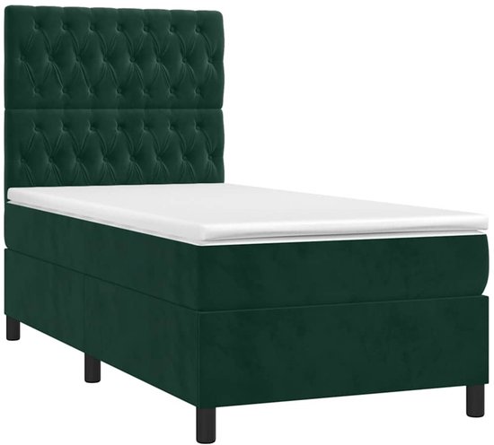 vidaXL Sommier tapissier avec matelas Velours Vert foncé 80x200 cm