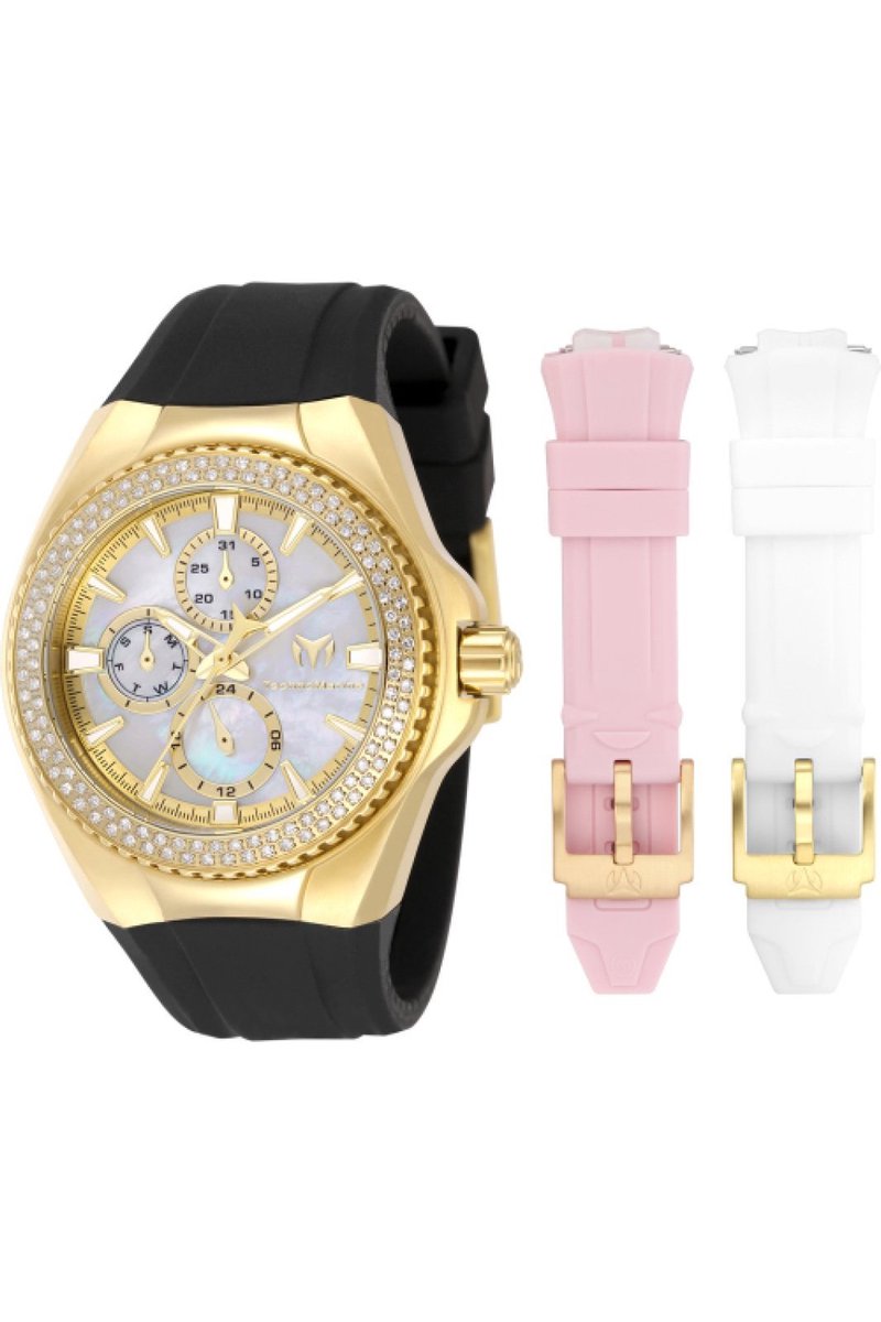 TechnoMarine Cruise TM-124027 Dames Horloge - Waterdicht - Analoog - Quartz Uurwerk - Roestvrij Staal met parelmoeren Wijzerplaat - 40mm - Met 120 diamanten