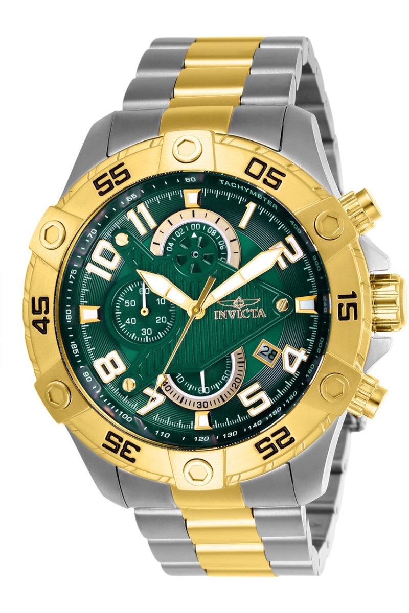 Invicta S1 Rally 26099 Heren Horloge - Waterdicht - Analoog - Quartz Uurwerk - Roestvrij Staal met groene Wijzerplaat - 48mm