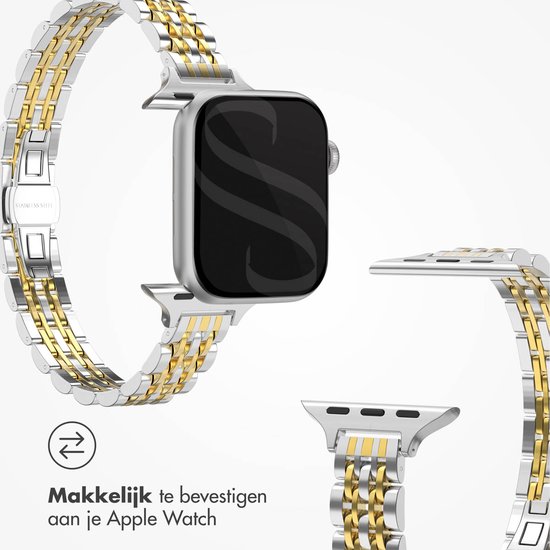 Slim Steel schakel bandje - Geschikt voor Apple Watch 1, 2, 3, 4, 5, 6, 7, 8, 9, 10, 11 (42 mm), SE - 38/40/41 mm - Zilver