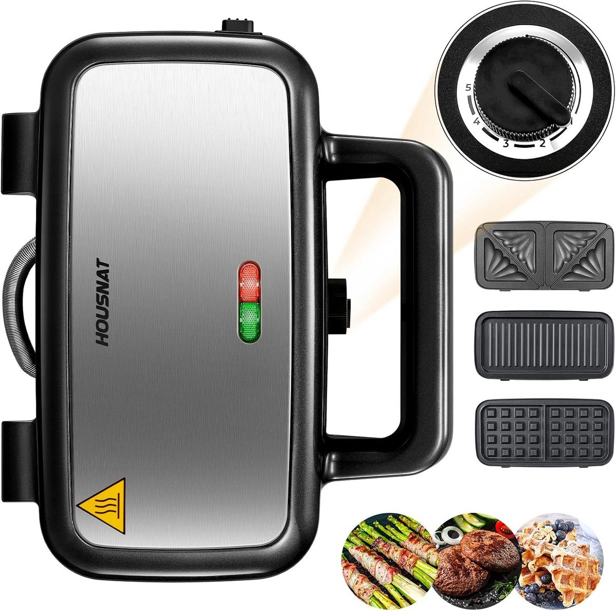 Wafelijzer Met Verwisselbare Platen - Tosti Apparaat - Contact Grill - Bakplaat