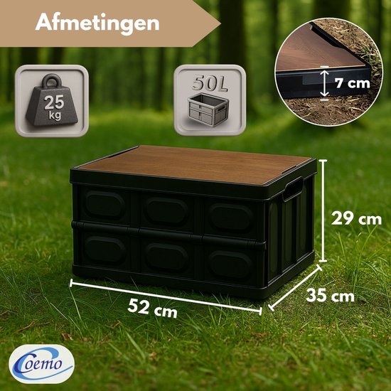 Opvouwbare opbergdozen met deksels, kratten met deksels, plastic opbergbakken, stapelbare, opvouwbare multifunctionele doos voor kleding, speelgoed, boeken, voedsel, opbergcontainers, swart — afbeelding 4