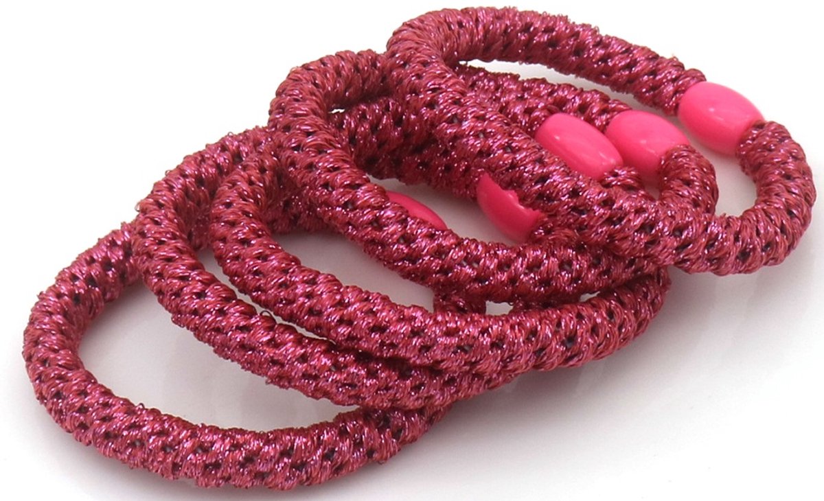 Haarelastiekjes - glitter - roze - 5 stuks