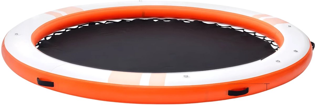 Opblaasbaar Drijvend Dock - Water trampoline - Water platform - Voor Meer, Zee , Zwembad & Watersport - Met Afneembare Ladder - Oranje - 305cm