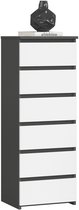 Ladekast CL6 met 6 Lades / AKORD Furniture Factory / Grafietgrijs - Wit / 40x109x35 cm
