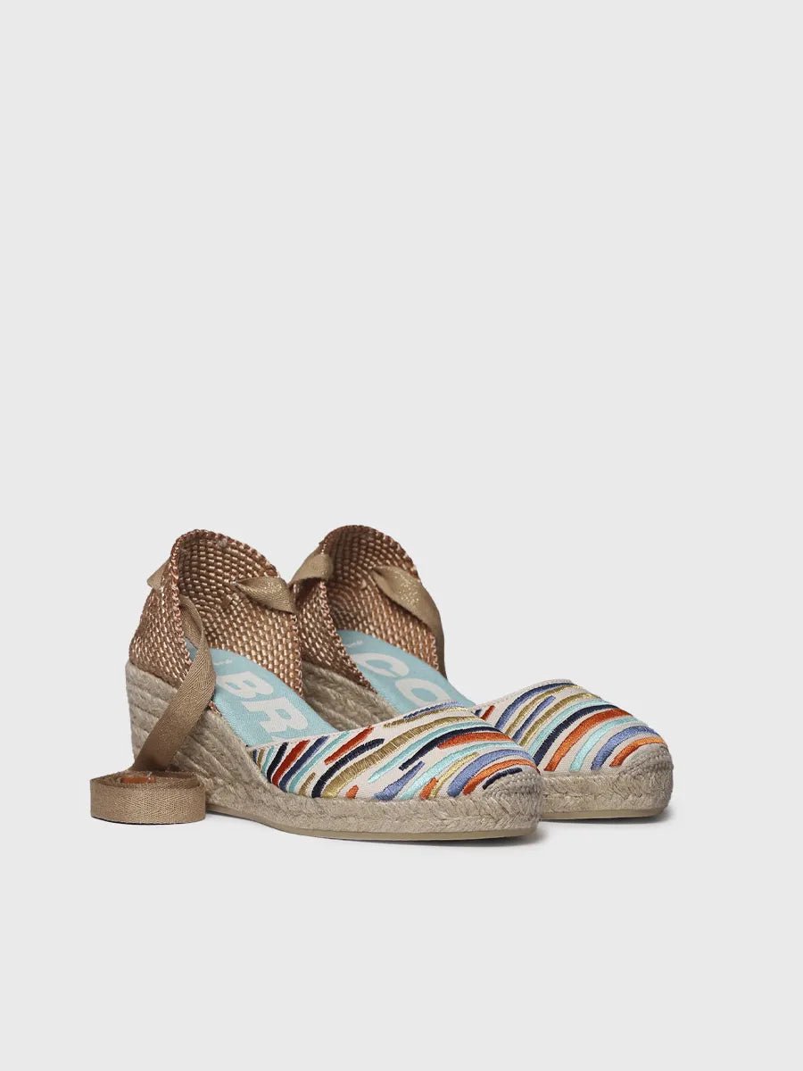 Geborduurde espadrilles met sleehak voor dames | CASTELL