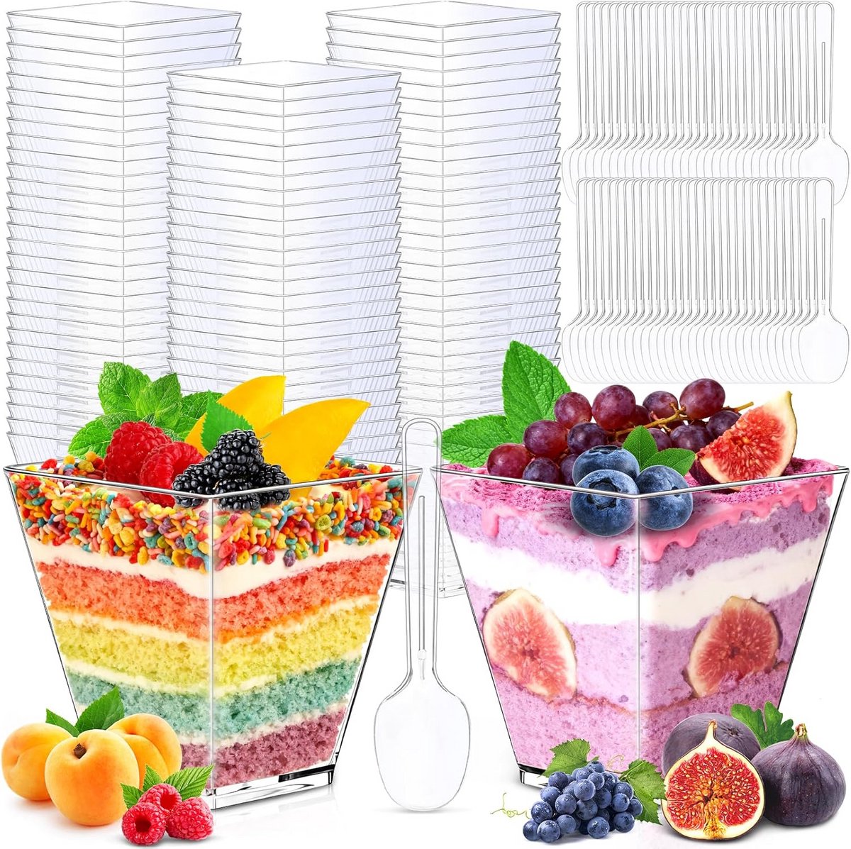 60 Dessertglazen Herbruikbare Dessertbekers Set