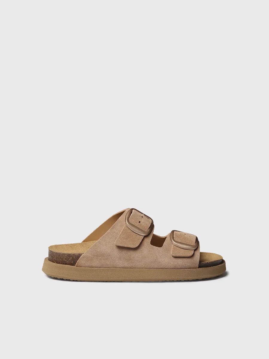 Suède damessandaal met gespen GONIA-QT Camel