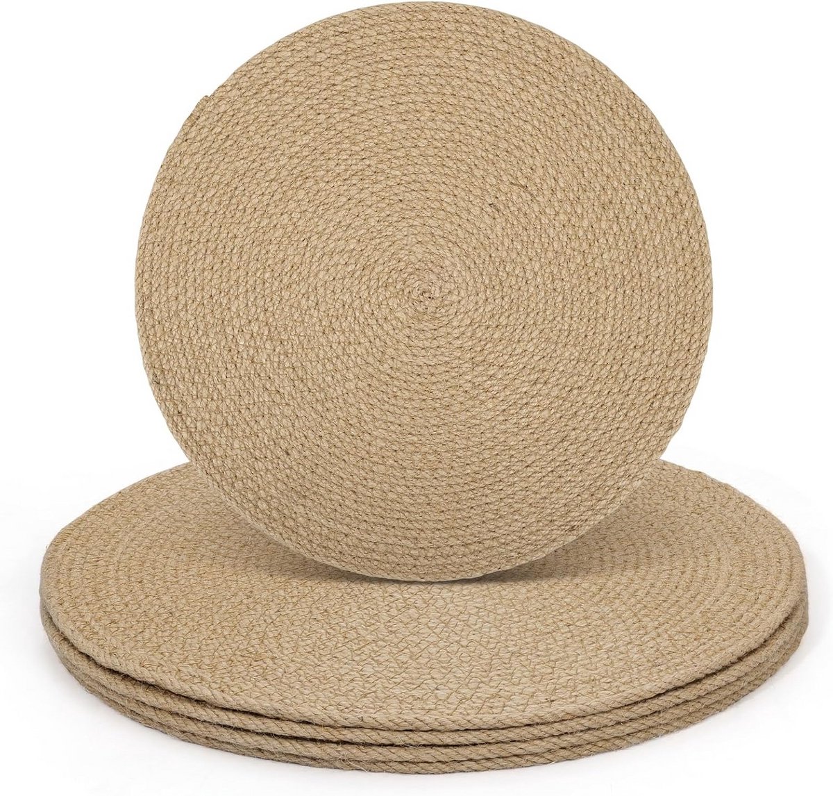 Set van 4 Ronde Geweven Placemats 33cm - Hittebestendig Vloerkleed voor Tafel