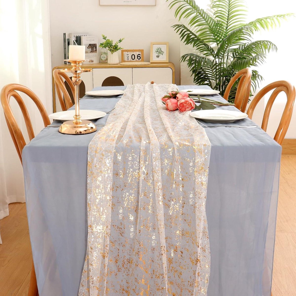 Tafellopers 70x300cm Goudkleurig Goudfolie Decoratie Stof - Bruiloft, Boho, Feestvieringen