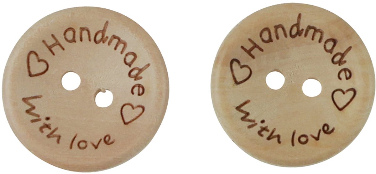 Knutselbenodigdheden knoop houten knoop met spreuk Ø2cm naturel 220 st