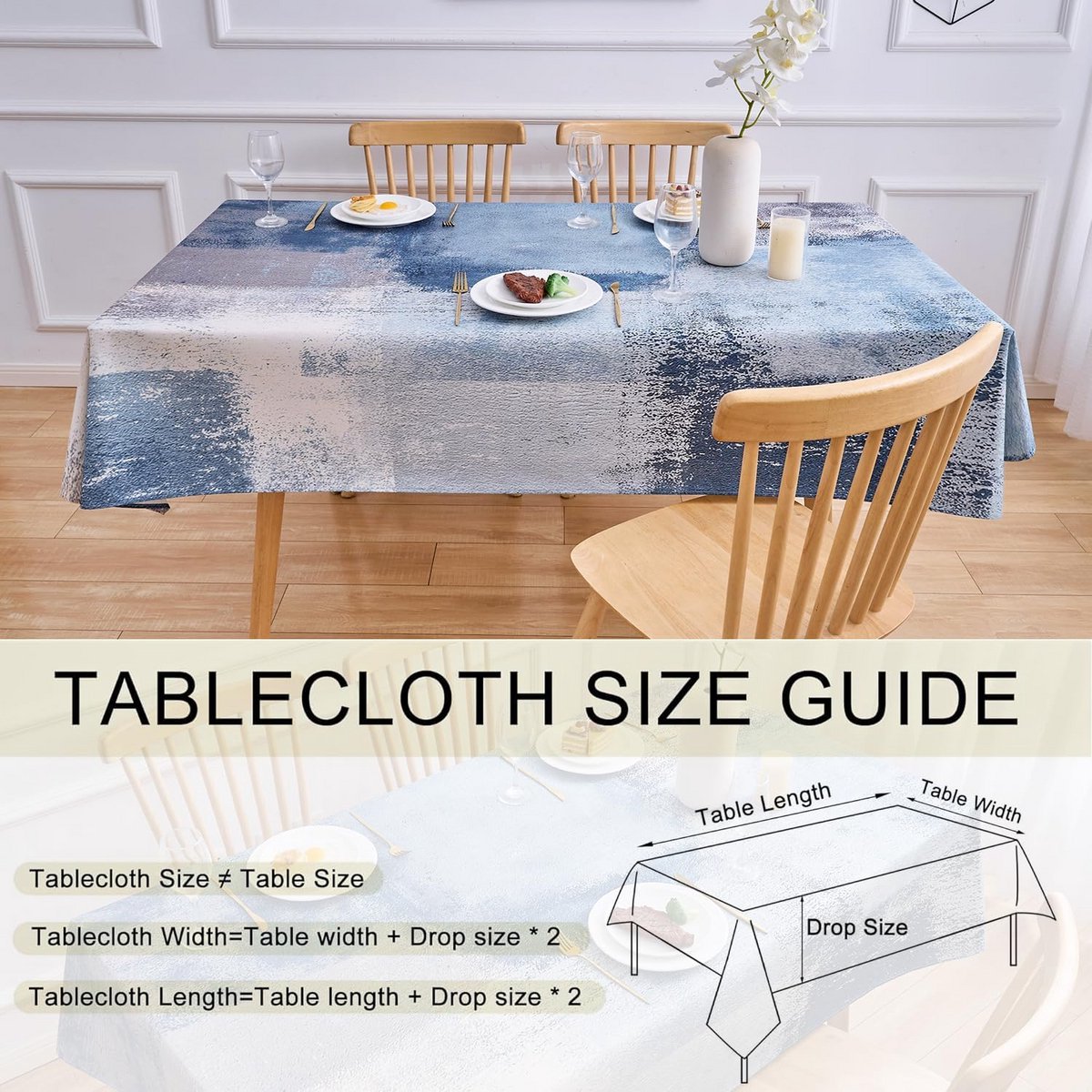 Vuilafstotend Rechthoekig Tafelkleed Linnenlook 200x140 cm Grijsblauw Wasbaar