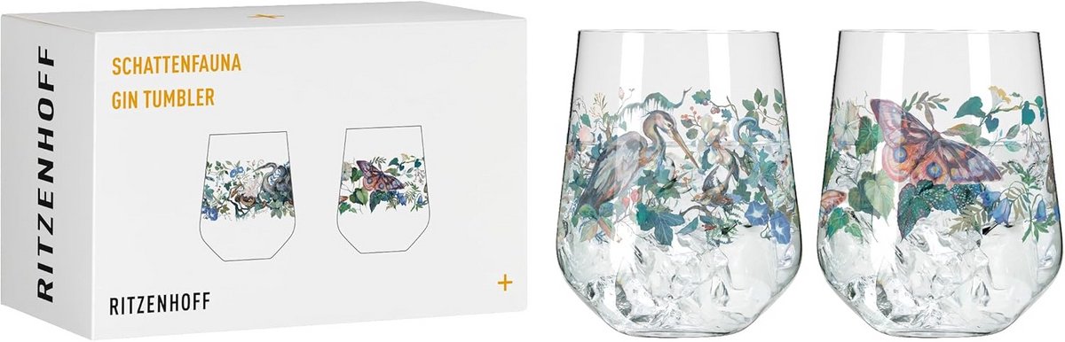 Set van 2 Longdrinkglazen 700 ml met Vogel en Vlinder Motief - Duits Kwaliteit