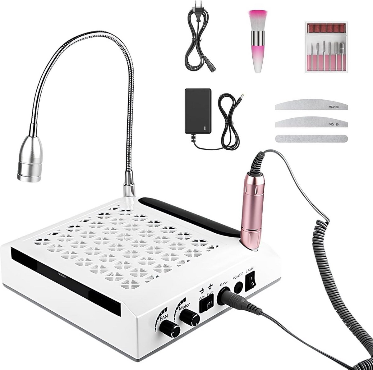 Professionele Elektrische Nagelfrees Set met Afzuiging en LED - 30.000 RPM