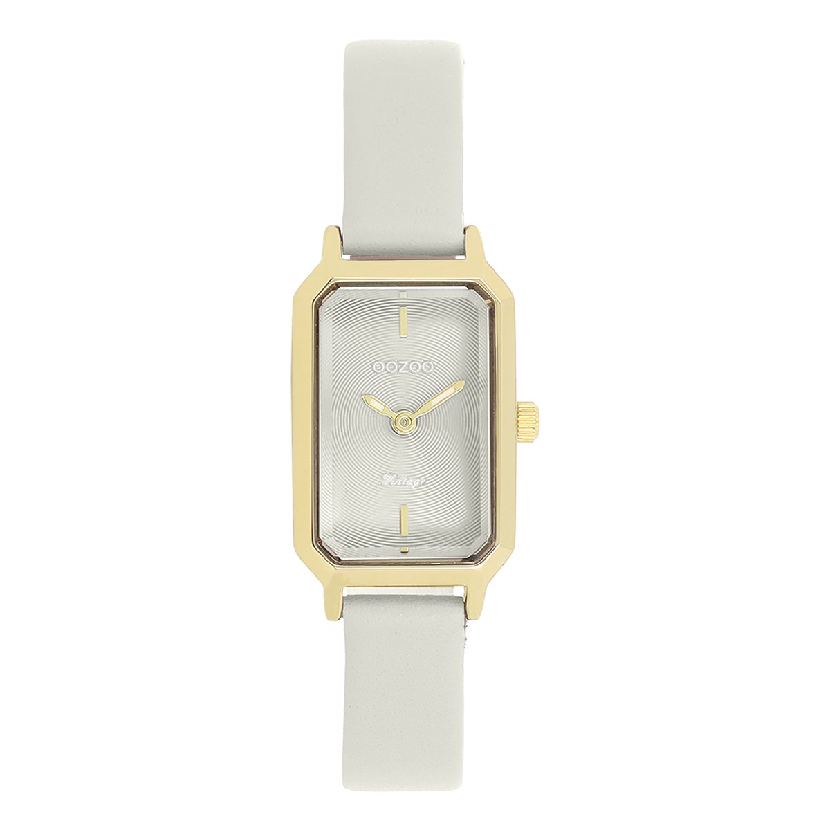 OOZOO Vintage series - Goudkleurige OOZOO horloge met licht grijze leren band - C20451