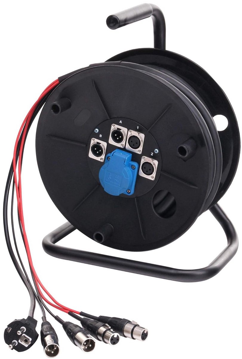 Multicore Kabelbox 4 Kanalen XLR Inclusief Stroomkabel 15 Meter voor Podium en Studio