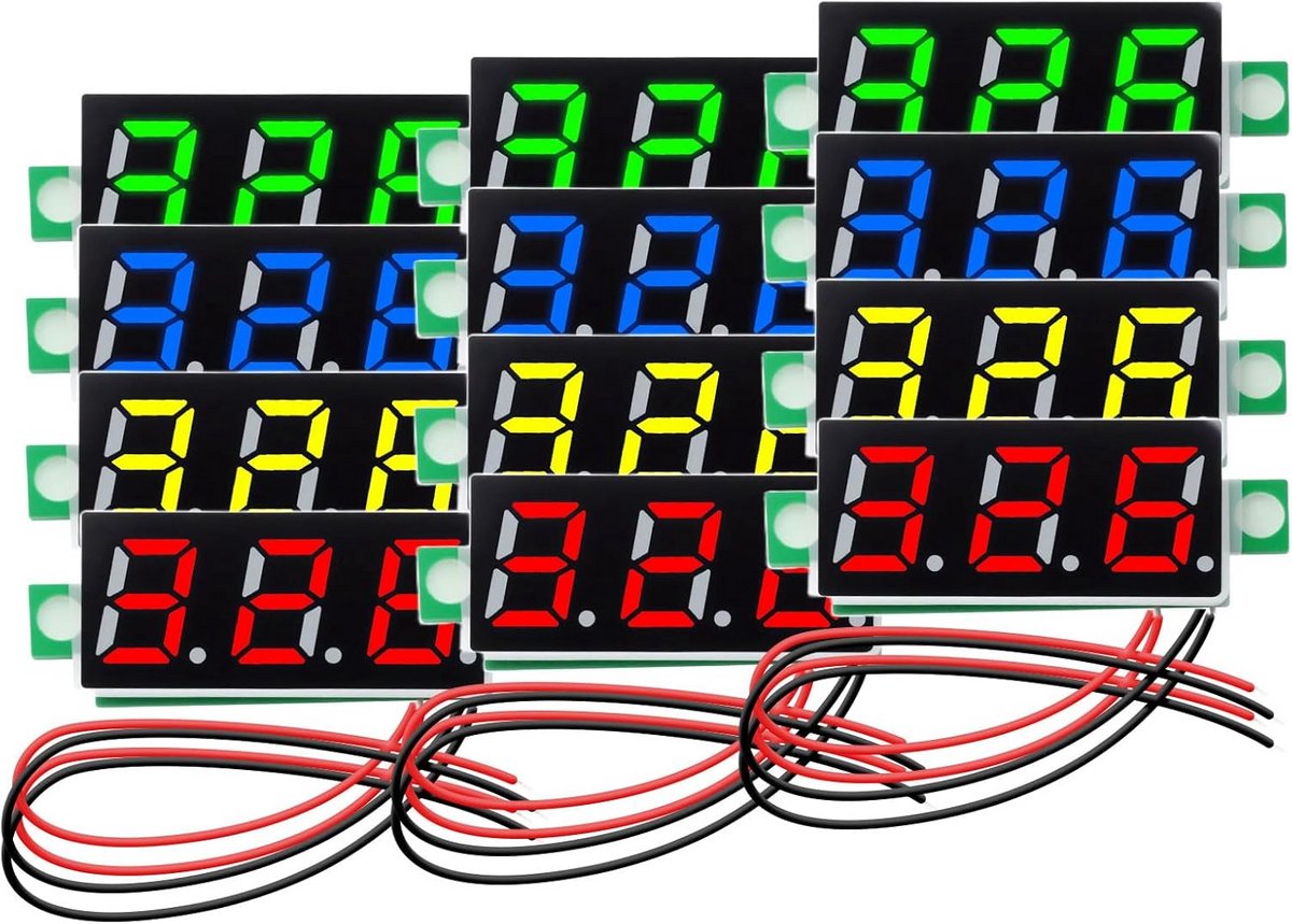 12x Mini Digitale Voltmeter 2.5-30V Nauwkeurige LED Spanningsmeter voor Auto en Elektronica