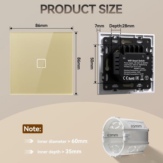 Intelligente Touchscreen Wandschakelaar met Glazen Paneel en LED-indicator — afbeelding 2
