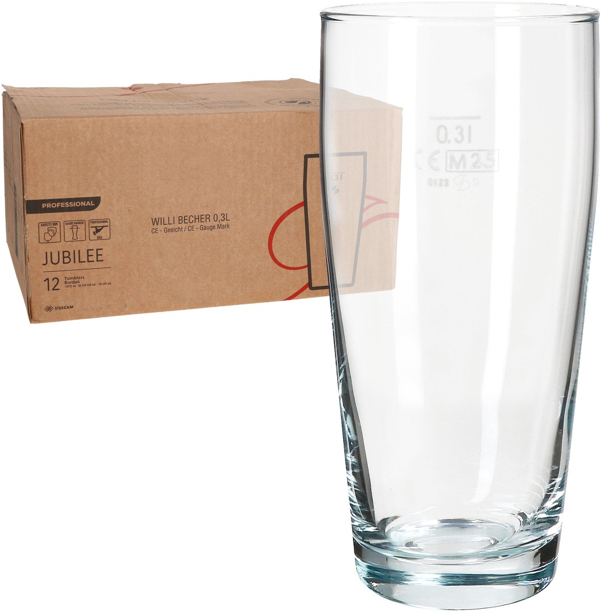 12-delige set bierglazen WILLIBECHER 0,3L geijkt van glas – 42097