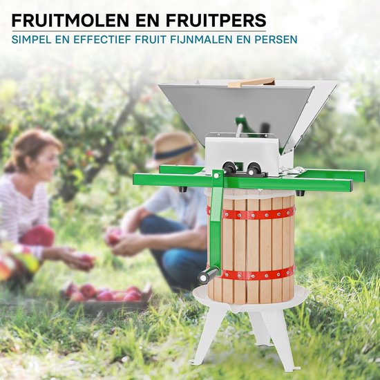 Handfruitpers 18L met Fruitmolen 7L voor Natuurlijke Sapbereiding van Merkloos — afbeelding 3