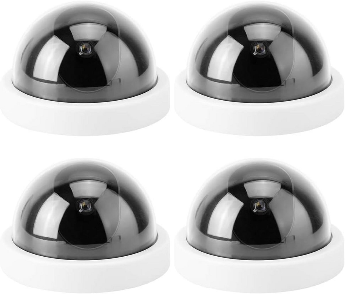 4 Stuks Dome Beveiligingscamera Set met Knipperende LED Imitatie CCTV