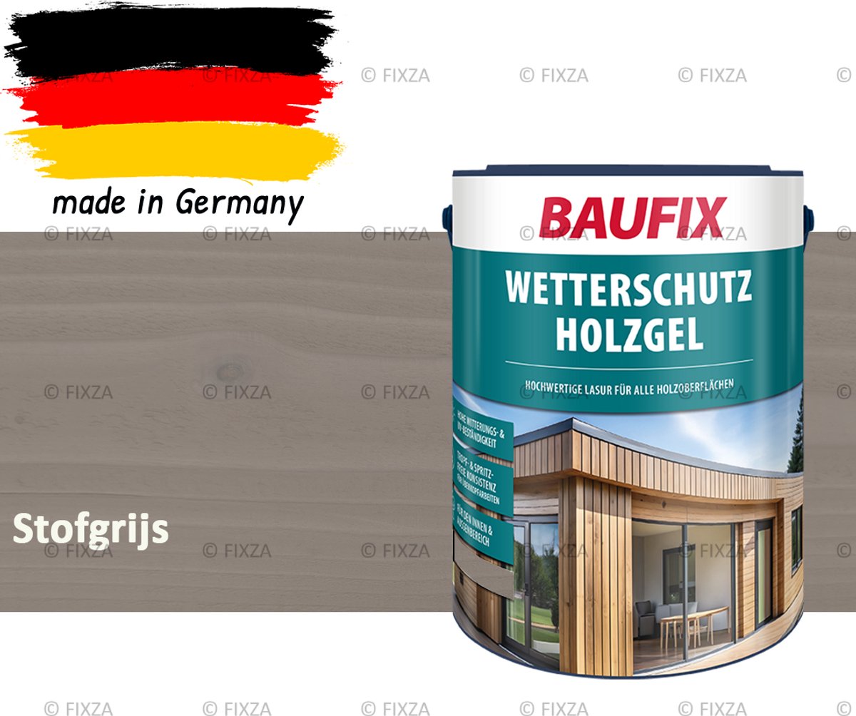 BAUFIX Buitenbeits – Stofgrijs – Zijdeglans – 5 Liter – Voor Schutting, Tuinhuis & Blokhut – UV- & Weerbestendig