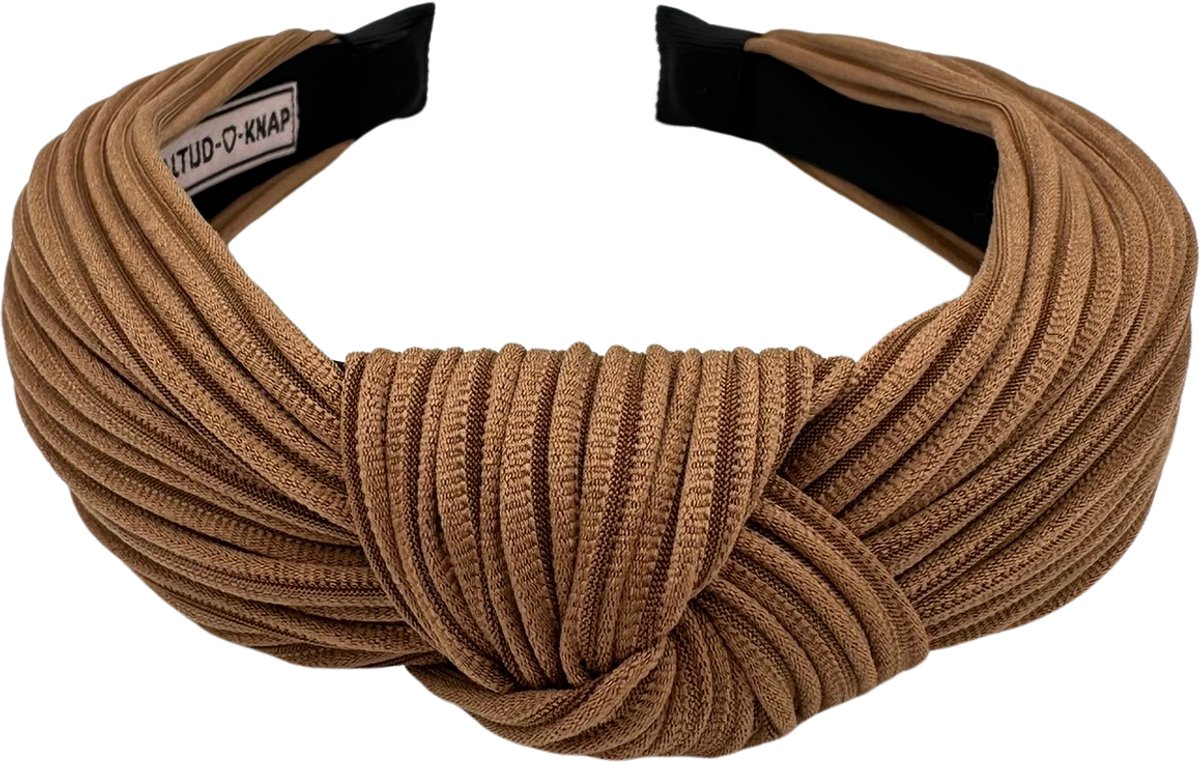Altijd Knap - Haarband Ribbel Bruin - Bruine haarband met knoop, gemaakt van zachte ribbelstof