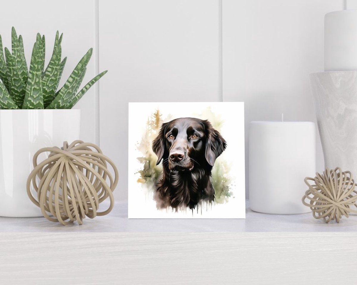 Tegel 15x15 cm met Flatcoated Retriever cadeau decoratie | tegeltjes met tekst | tegeltjes met spreuken | collega | oma | opa | pensioen | mama | papa | vriend