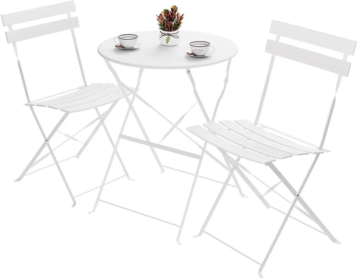 Norvia 3 Delige Tuinset - 2 Tuinstoelen 1 Tuintafel - Weersbestendige Bistroset Voor Het Balkon, Tuin En Terras - 2 Persoons