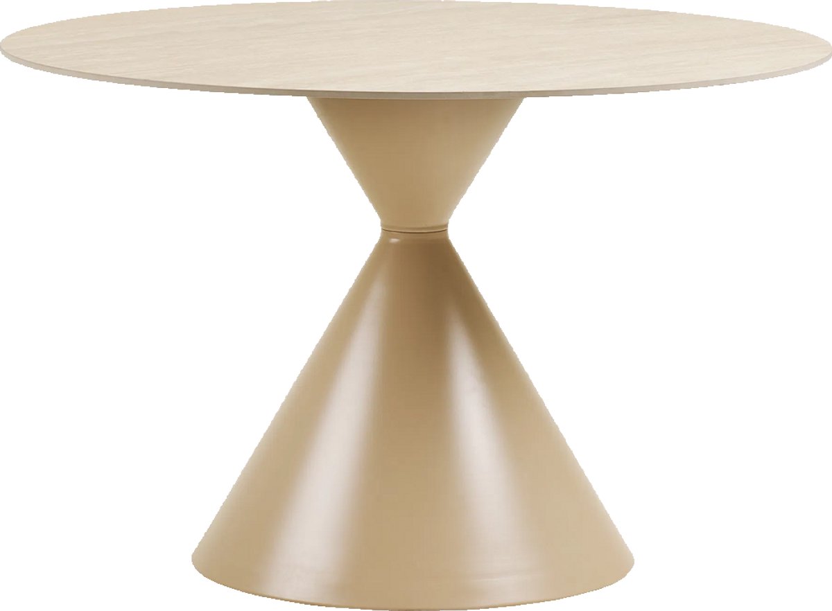 Artichok Anisa Metalen Eettafel Met Keramiek Blad Beige - Ø120 - Zand - Staal - Travertinelook - 4 personen