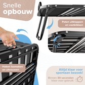 Snel opbouwbaar uitklapbed. De poten worden uitgeklapt en vastgeklikt. Klaar voor gebruik binnen 30 seconden.