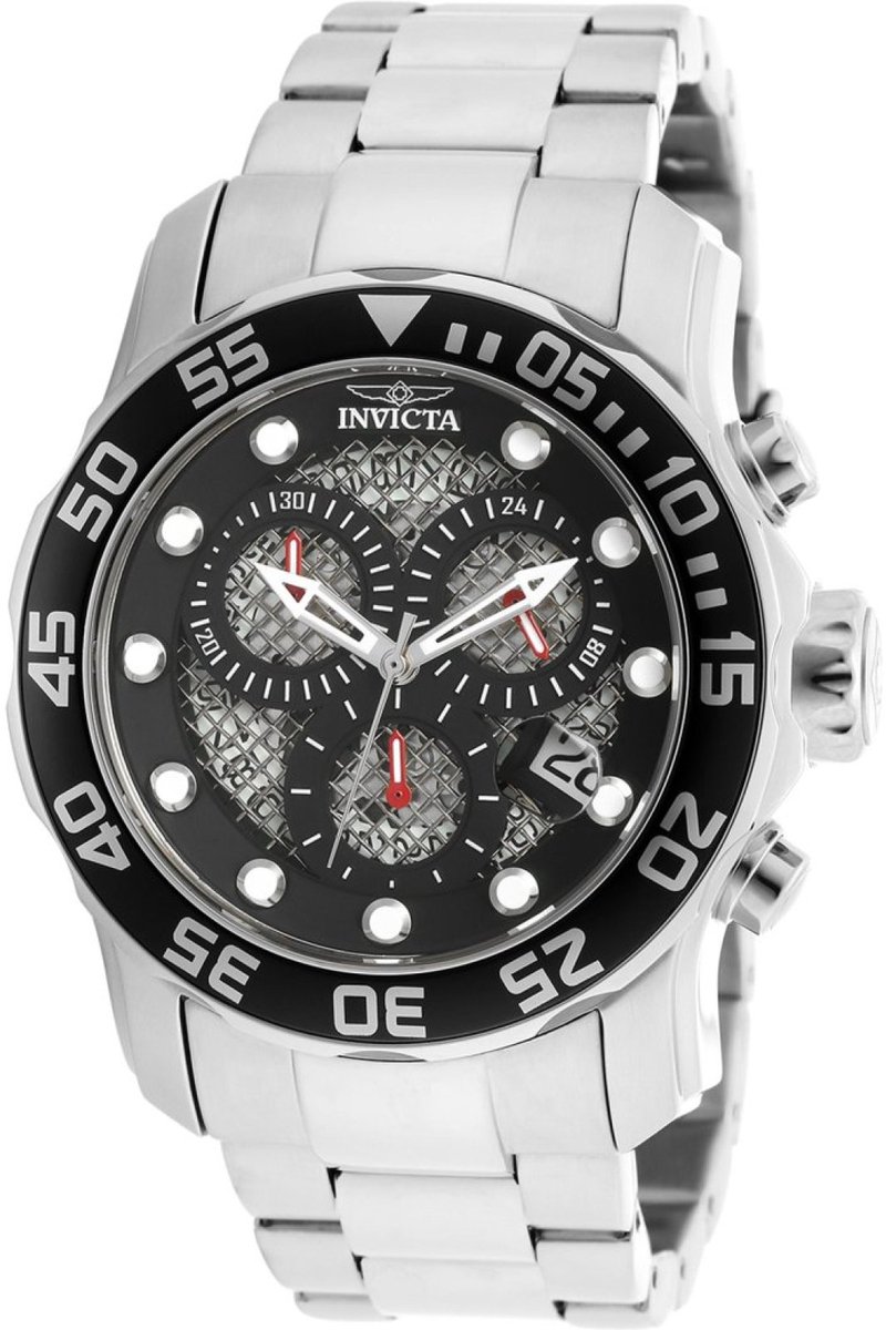 Invicta Pro Diver 19836 Heren Horloge - Waterdicht - Analoog - Quartz Uurwerk - Roestvrij Staal met zwarte Wijzerplaat - 48mm