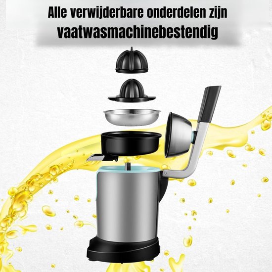 Zyrex® Citruspers electrisch - Citruspers - Sinaasappelpers- Zilver- 16cm x 22cm x 28cm — afbeelding 3