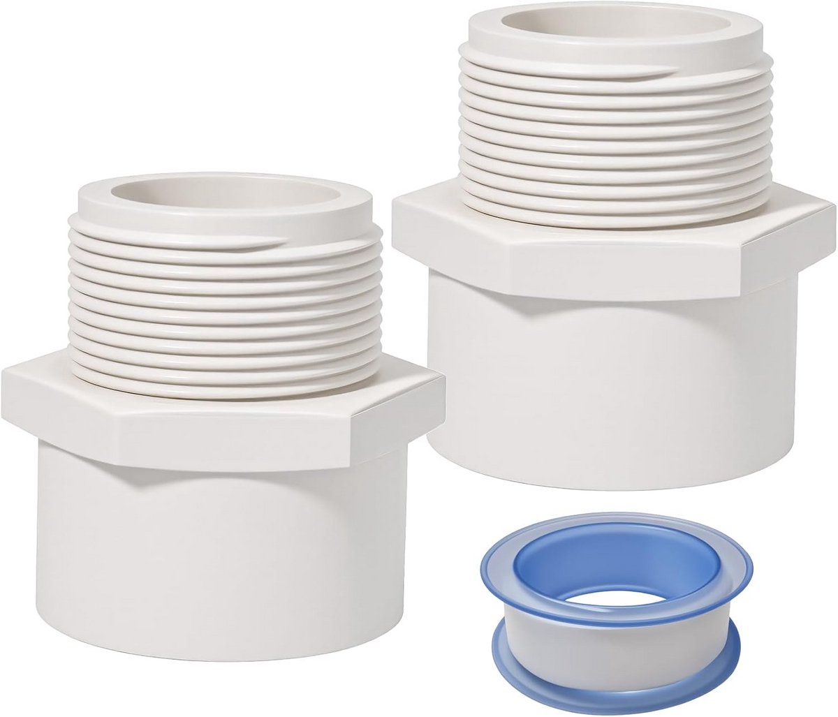 2 Stuks PVC Koppeling Adapter 1,5 Inch Buitendraad Wit Snelkoppeling