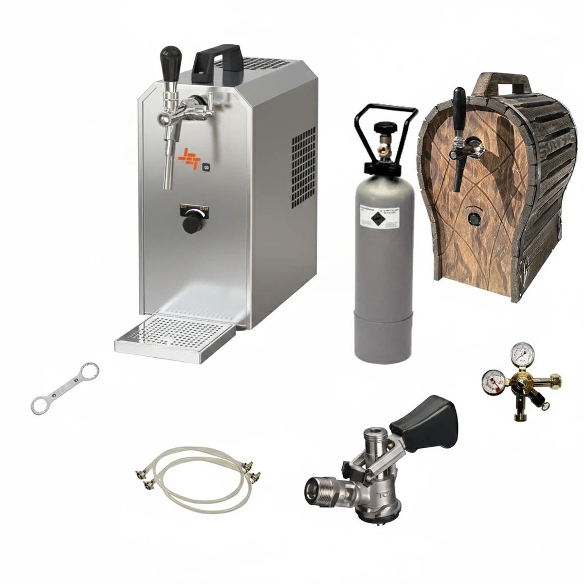 Complete Set Biertap JET 30 1-kraans - Droogkoeler 35 l/uur, Thuistap met Houten Vat & CO2