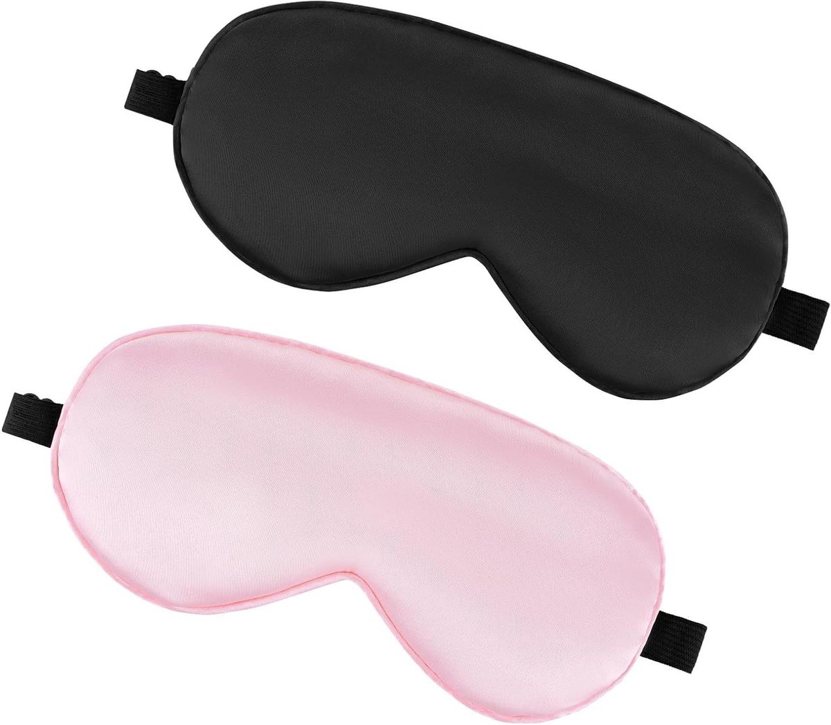 Zijden oogmasker voor vrouwen - verstelbare elastische band - lichtblokkerend - huidvriendelijk - reis- en thuisgebruik - zwart en roze - ontspanning - slaapcomfort - wellness