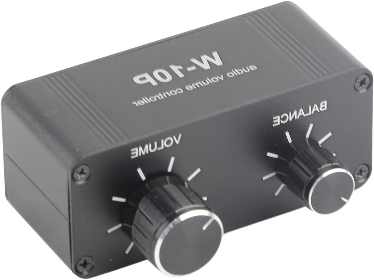 Mini passieve stereo audio volume controller met verliesvrij signaal - ideaal voor DVD, CD, MP3 - 3,5mm aansluiting - aluminium behuizing - voor telefoon en TV.