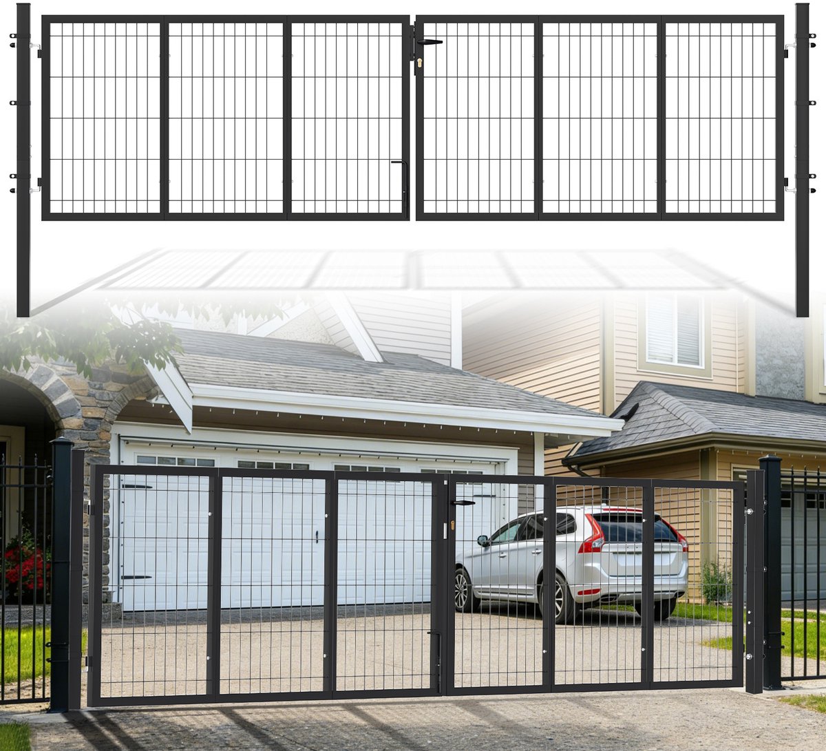 Tuinpoort Dubbel - Hekdeur Tuinhek - Perceel Afbakenen - Verzinkt Staal EP-Coating - 350 x