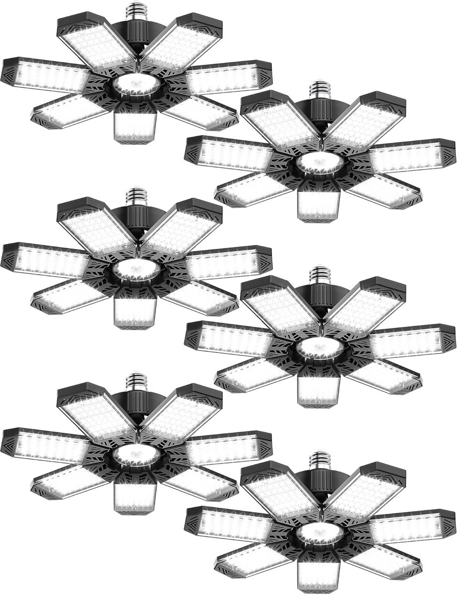 Krachtige LED Garageverlichting met 7 Verstelbare Panelen – 200 W, 20.000 Lumen, 6500K