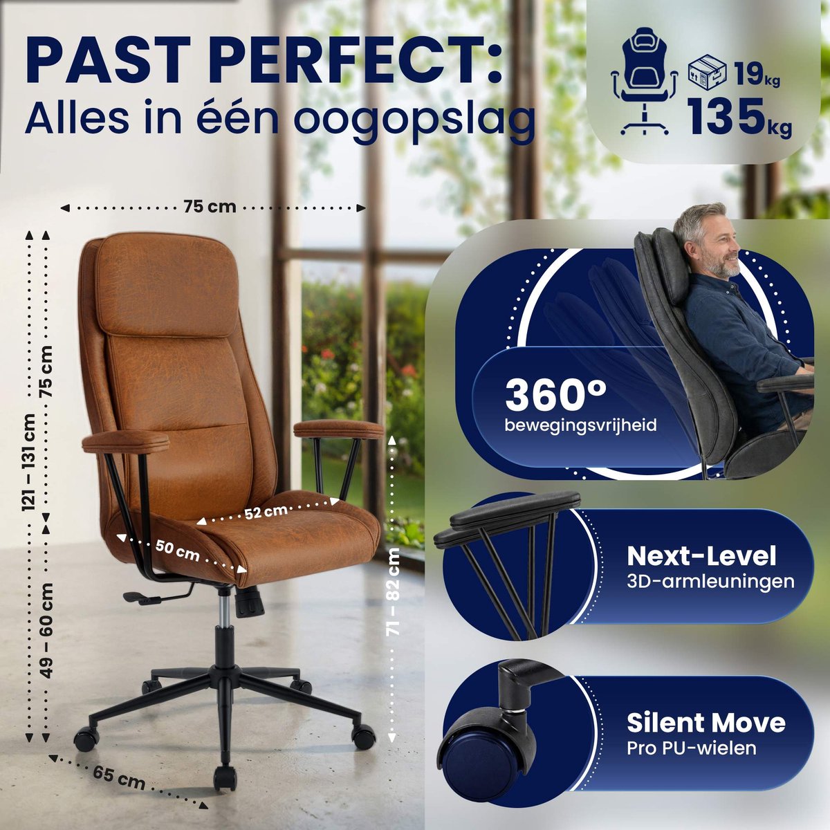 CLP Siddar Ergonomische Bureaustoel met Kantelbare Rugleuning - afbeelding 2