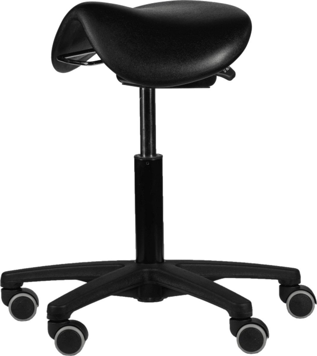 Ergonomische zadelkruk op wielen - Kapperskruk - Verstelbaar - PUR zitting - Zwart