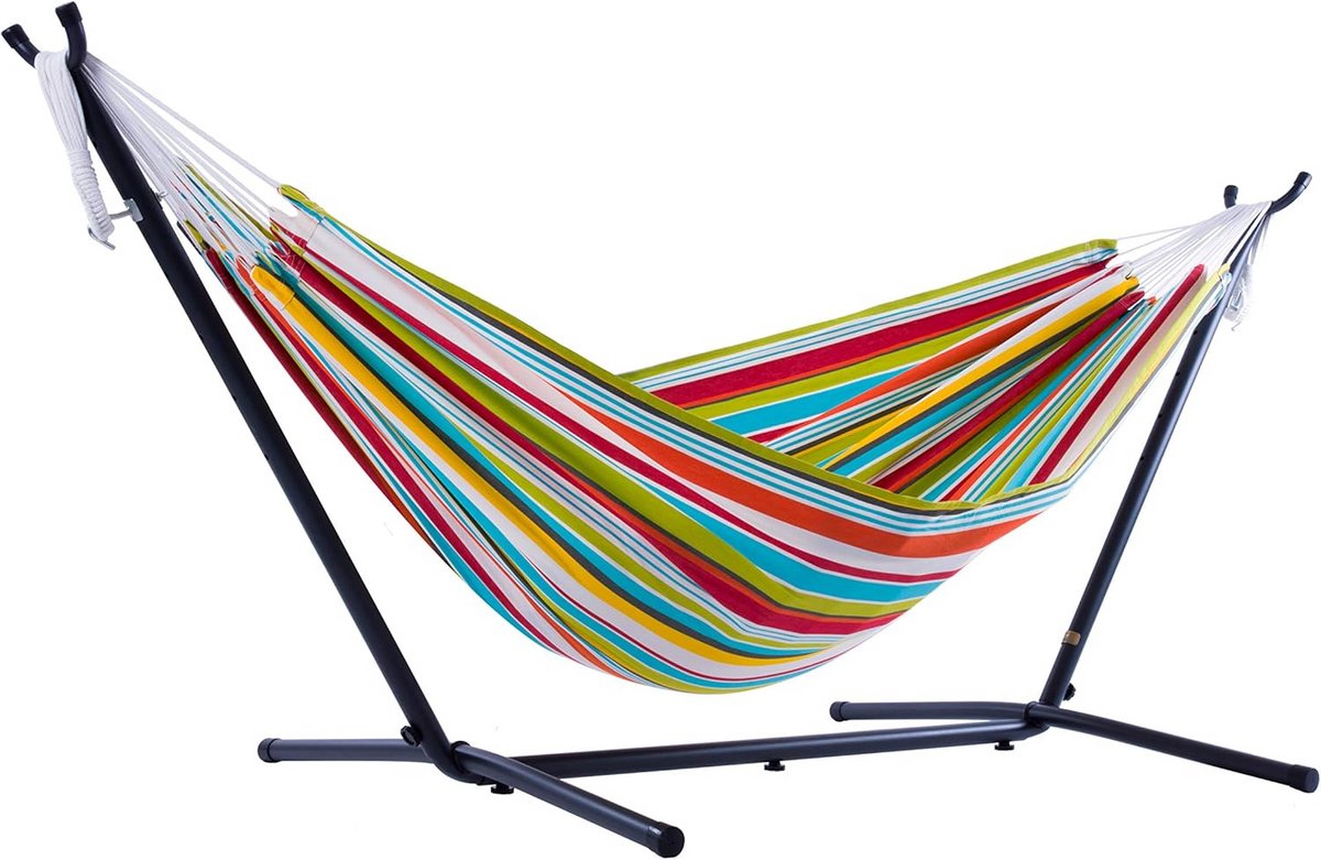 Polyester Tweepersoons Hangmat met Standaard - Duurzaam en Kleurvol