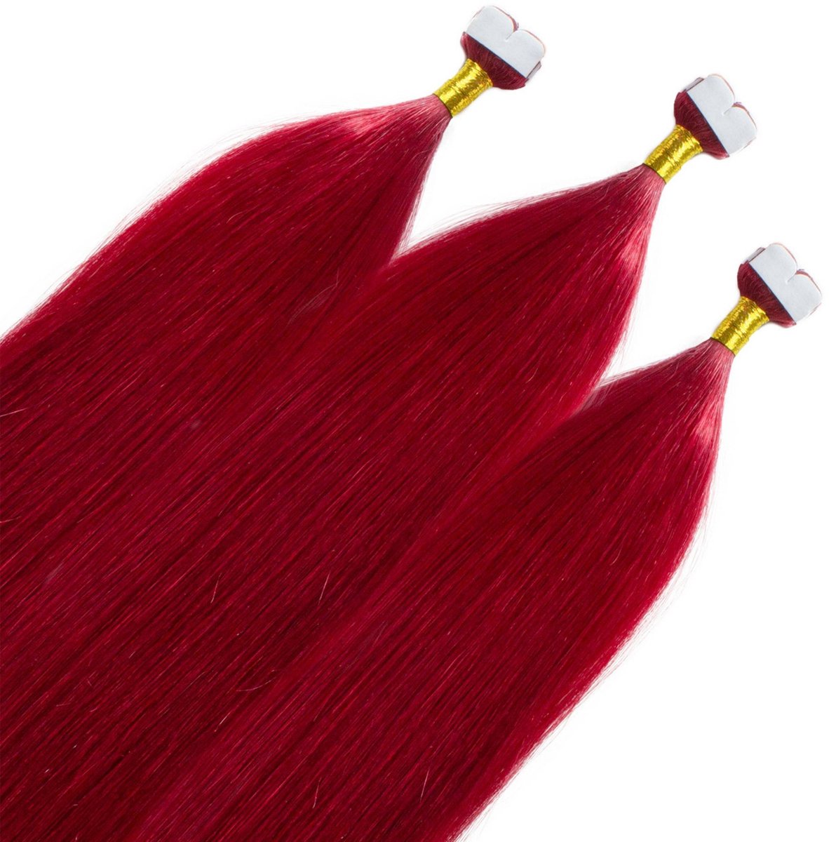 hair2heart Premium Mini Tape Extensions Echt haar - 12 tapes 60 cm 0/44 intensief rood