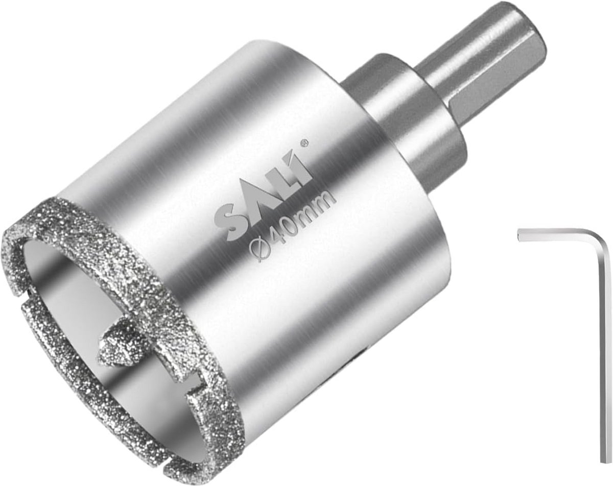 Diamantboor 40 mm, gatenzaag met centreerboor voor keramiek, porselein, glas en marmer