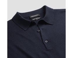 MERSO Polo – Longsleeve Trui – 100% Merino Wol – Navy Blue